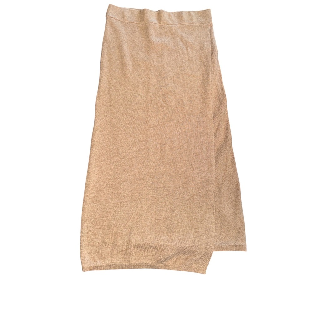 Banana Republic Womens Camel Tan Knit Midi Sweater Skirt XS Asymmetric Wrap Hem